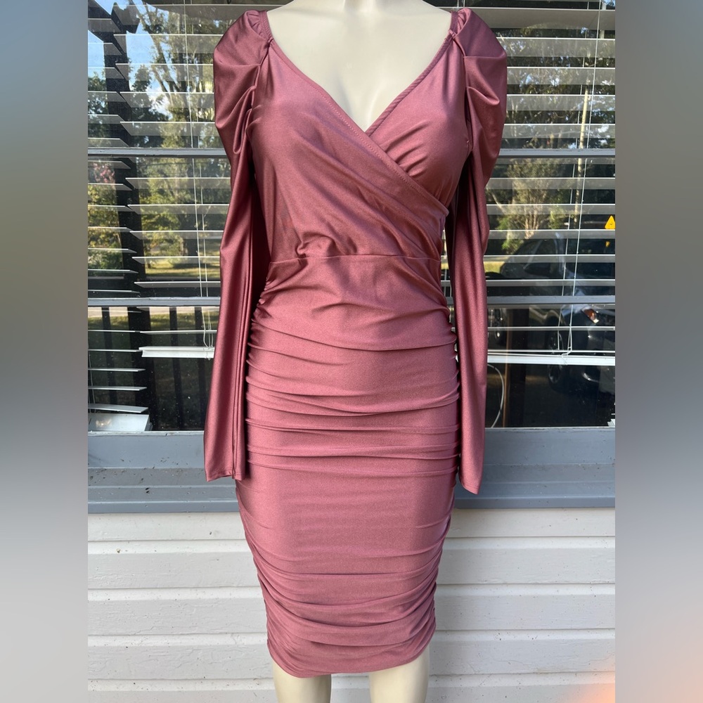 Elegant Pink Wrap Dress